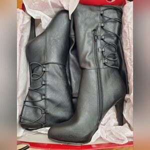 Jennifer Lopez Lace up, Over the knee, Long heel  boots Azurite style